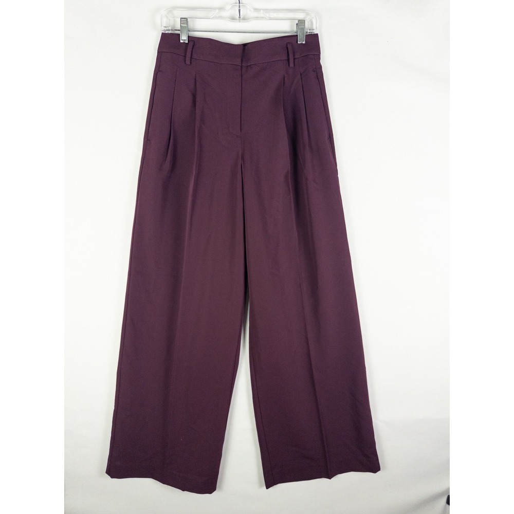 Ann Taylor Wide Leg Pleated Trouser Pants Womens 2 Plum Purple Workwear Chic